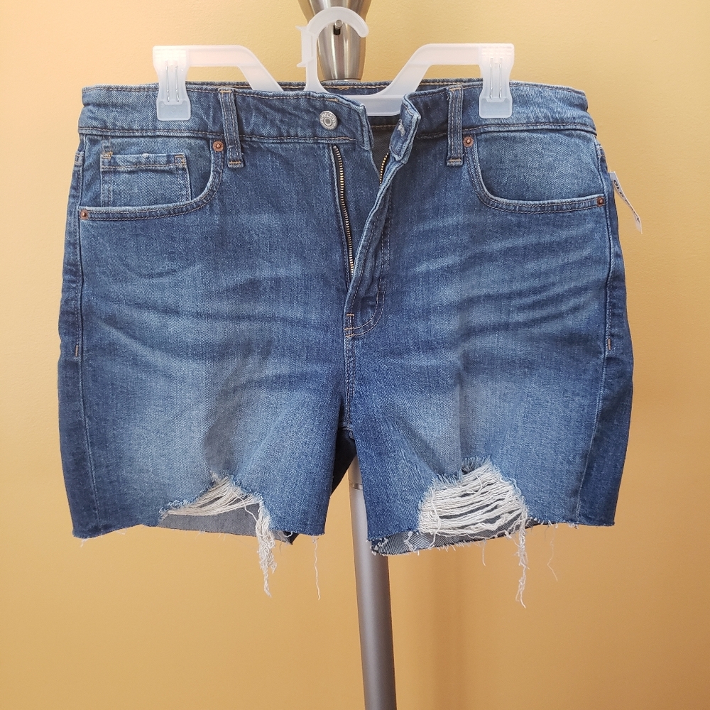 Classic Blue Ripped Jean Shorts